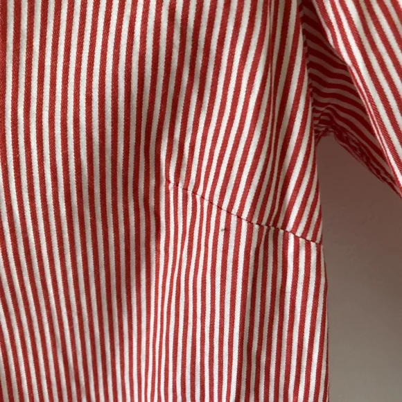 1980s Vintage Jaeger Red and White Fine Striped Fitted Collared Blouse UK Sz 10 - Picture 8 of 15